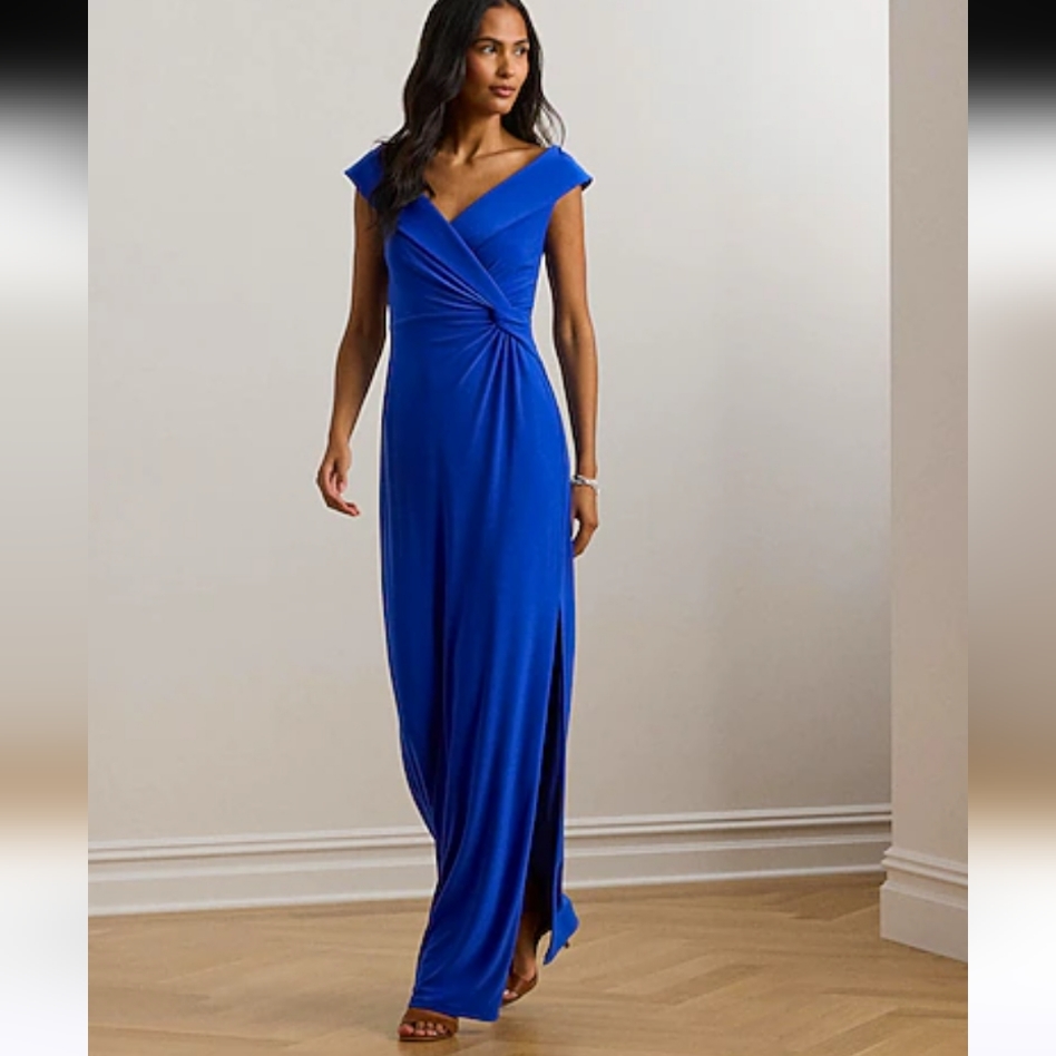 Lrl Jersey Off The Shoulder Gown